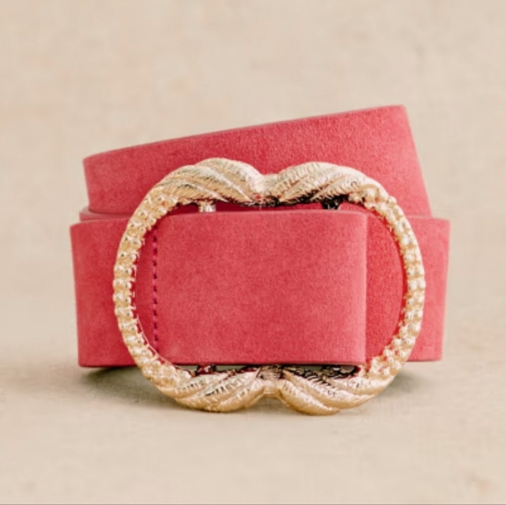 Sezane Artemis Belt, Peach, Size 80, NWT, From Paris, Comes With Floral Clutch - Picture 7 of 17